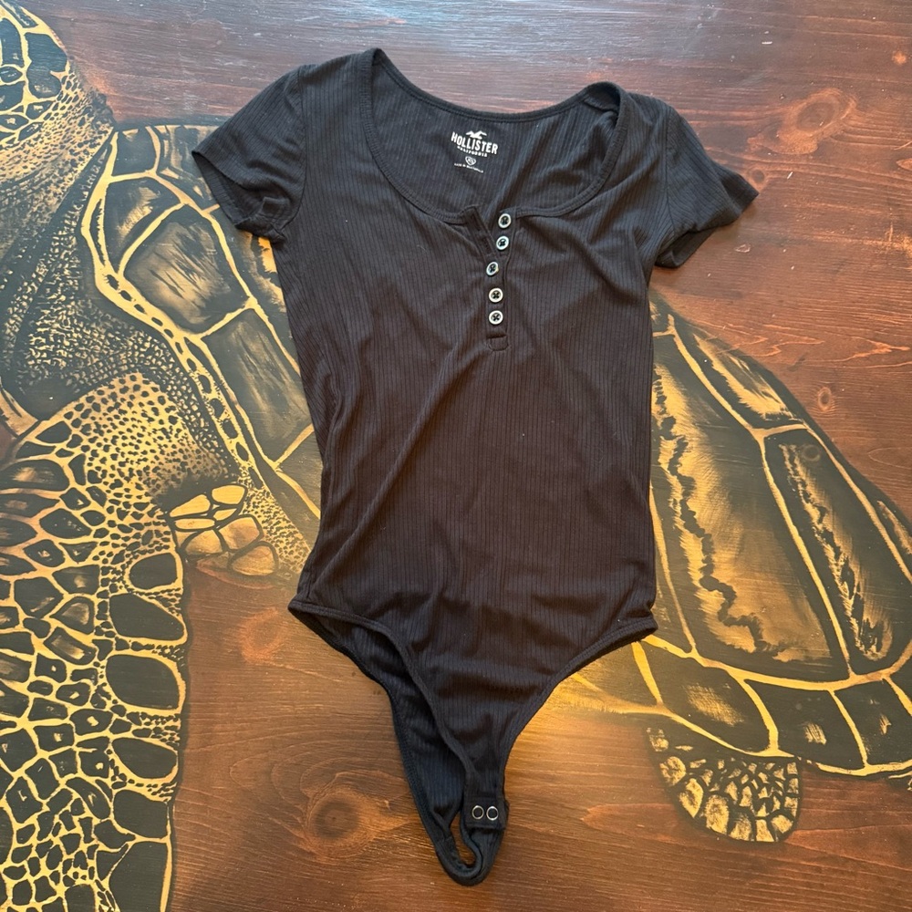 Hollister Black Button-Up Bodysuit